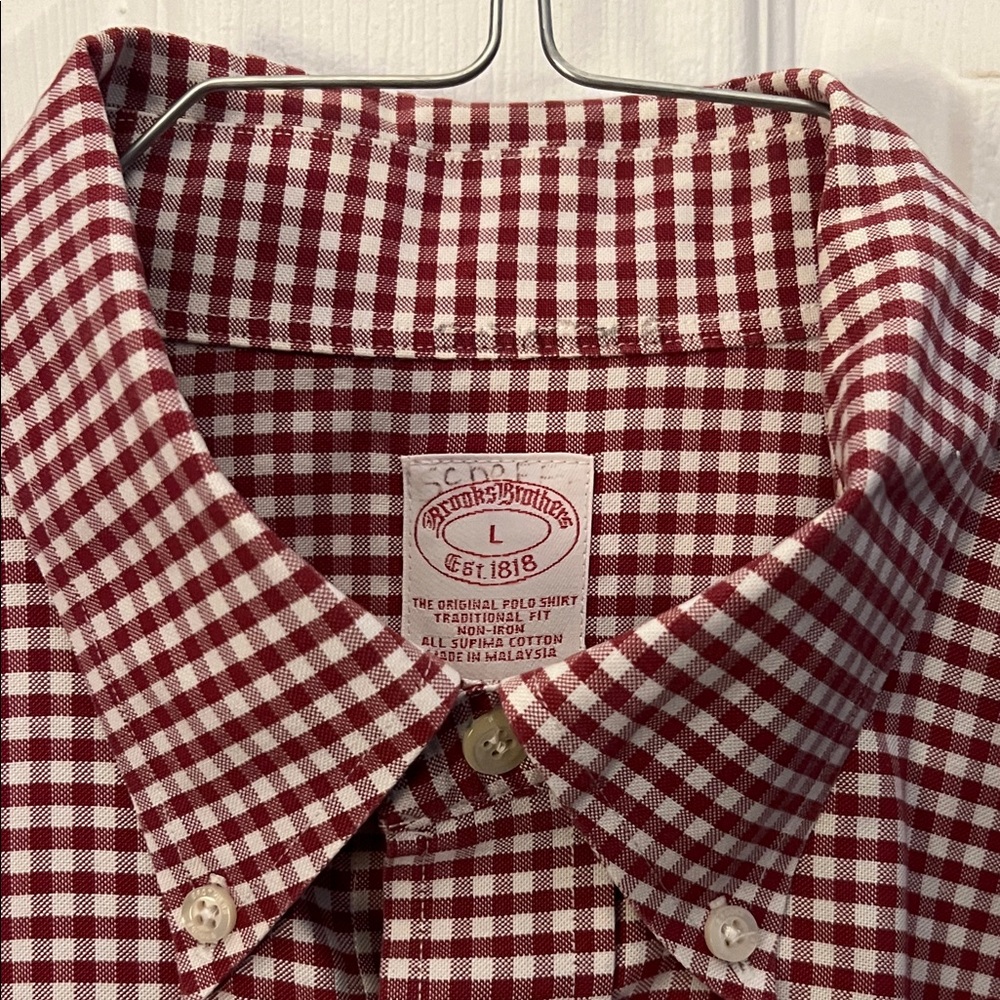Brooks Brothers Burgundy Checkered Men's Shirt